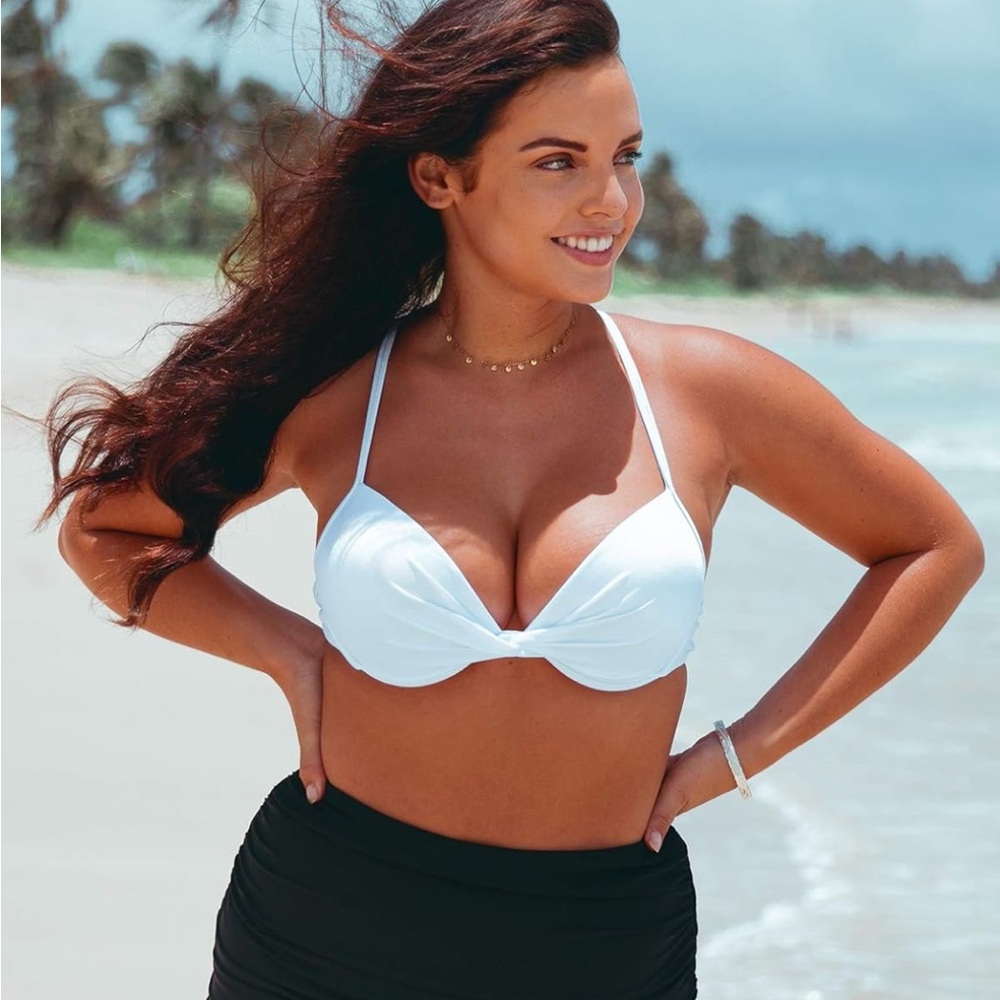 RELLECIGA White Bikini Swimwear push up top